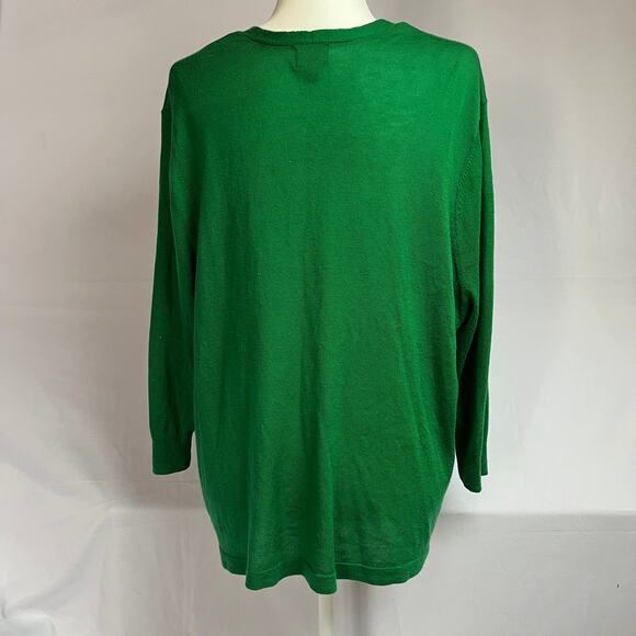 Cozy Cabincore Cardigan Emerald Green Knit Womens 1X Worthington Classic Sweater - Picture 2 of 6